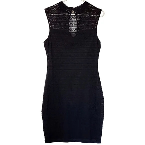 2360 * Guess Sleeveless Lace Overlay Dress Black Size 10 - Picture 2 of 8